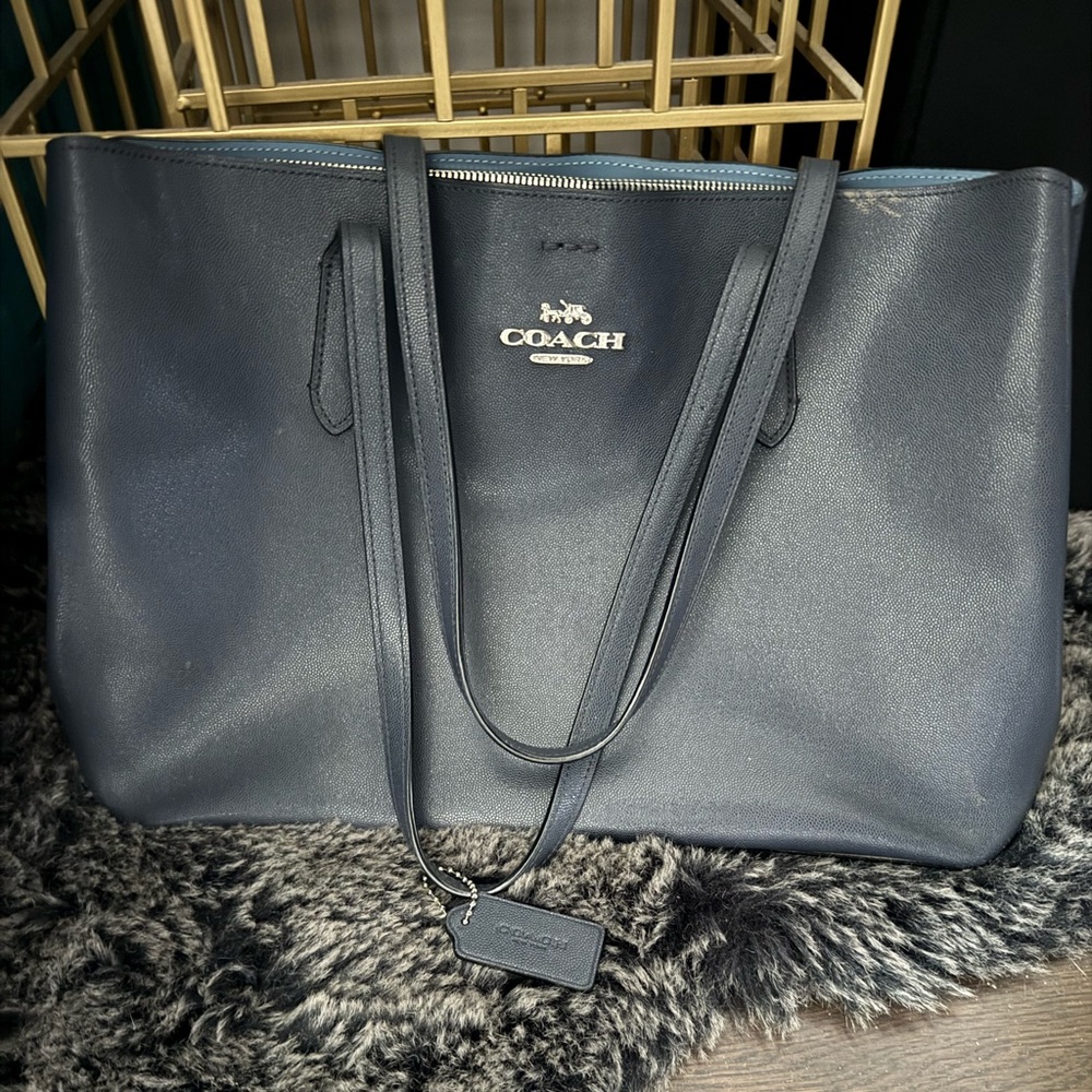 Coach Midnight Blue Leather Tote